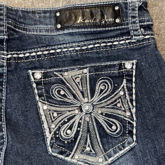 Realco Jeans Womens SZ 30 Embroidered Gemstone Boot Cut Stretch Western Cowgirl - Picture 10 of 11